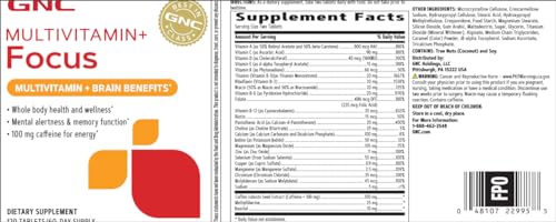 GNC Multivitamin+ Focus + Brain Benefits* 120 Count (Pack of 1)