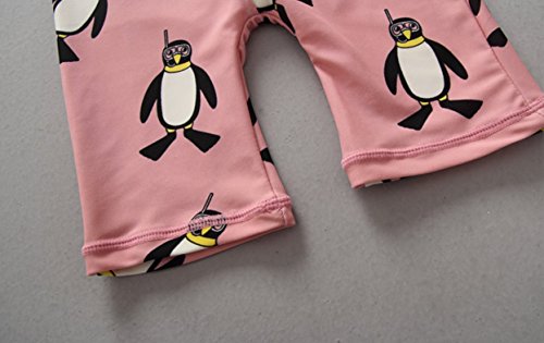 UNIQUEONE Kids Baby Girl One-Pieces Rash Guard Short Sleeve Swimsuit Sun Protection Bathing Suit Size 4T/Tag10 (Pink) - Thumbnail 3