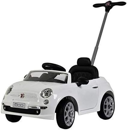 KidPlay Products Licensed Fiat 500 Push Car White Adjustable Handle Stroller