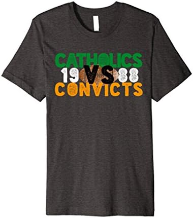 Mens Catholics Vs. Convicts 1988 Football Classic T-Shirt Large Dark Heather
