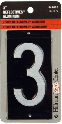 The Hillman Group 841660 3-Inch Aluminum Reflective Mailbox Number 3