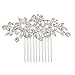 Wedding Hair Comb, Silver Rhinestone Floral Hair Comb, Fashion Crystal Bridal Hair Comb for Bridal and Bridesmaids (Silver)