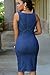 Cfanny Women's Faddish Gold Zipper Slit Front Midi Denim Dress,Blue,Large