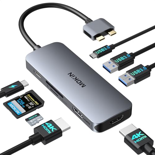 Docking Station für MacBook Pro/Air, MacBook Docking Station USB C Dual Monitor, 8 in 2 USB C Adapter für Mac Dongle MacBook Hub mit 2 HDMI, USB 3.0 A