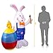 LOOHUU 6FT Easter Inflatable Basket Eggs and Bunny- Cute Fun Holiday Blow up Party Decorations for Indoor Outdoor Yard Lawn Garden Photo Prop with LED Lights