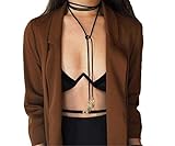 BOKOLI Retro Women Gothic Velvet Choker Necklace Long Chain Leaf Pendant Black