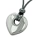 BestAmulets Amulet Lucky Heart Donut Shaped Charm Hematite Gemstone Pendant Spiritual and Healing Powers Necklace