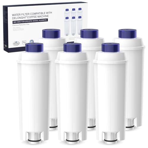 iRhodesy Water Filter for Automatic Coffee Machine, Delonghi Magnifica s Dinamica, ECAM, ETAM, ESAM, BCO, EC Séries, Delonghi DLSC002 Filter (6 units)