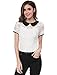Allegra K Women's Contrast Peter Pan Collar See Through Lace Top White S