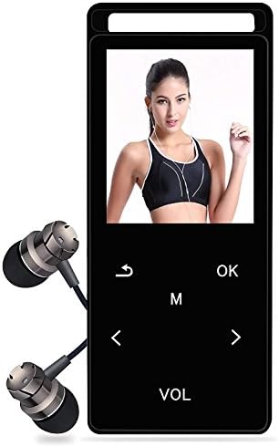 Bluetooth MP3 Player, 8GB Lossless Sound Entry Hi-Fi Touch Button Built-in Speaker Bluetooth 4.0 Music Players with FM Radio and Voice Recorder Function, Supports up to 64GB SD Card (Black)