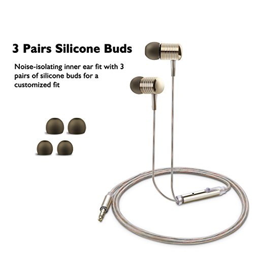 Headphones, HokoAcc In-Ear Earbuds Noise Isolation Headsets Heavy Bass Earphones with Microphone for iPhone Samsung iPad and Most Android Phones
