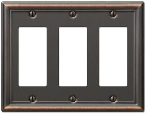 Decorative Wall Switch Outlet Cover Plates (Oil Rubbed Bronze, Triple Rocker)