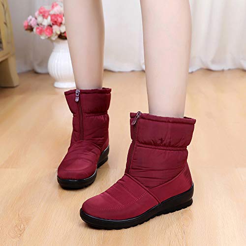 Teresamoon Women's Ladies Winter Waterproof Short Snow Boots Footwear Warm Shoes (Red/40)