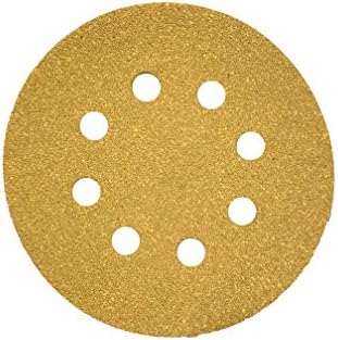 Karebac K3-585-100 GoldStearated Aluminum Oxide100 Grit Dustless Hook & Loop Sanding Discs with 5"x8 Hole (50 Pack), Gold