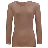 Miss Vanilla New Kids Girls Plain Full Long Sleeve Tops Shirts Size Age 7-13 Years (11-12 Years, Mocha)