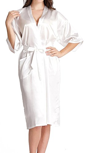 Uther Women's Kimono Robe Dressing Gown Long Classic Satin Wedding Nightwear