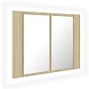 vidaXL-Armario-Espejo-Bano-con-Luz-LED-Inodoro-Aseo-Muebles-Mobiliario-Almacenamiento-Estante-Decoracion-Adorno-Roble