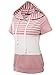 JayJay Women Casual Athleisure Velvet Contrast Color Short Sleeve Pullover Hoodie Sweater Shirt