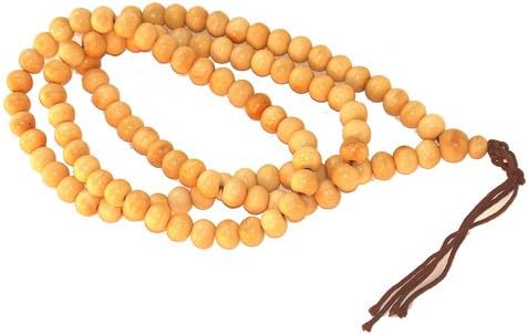 Tibetan Buddhist 108 Bead Meditation Yak Bone Meditation Mala, 10 Millimeter Artisan Carved Beads