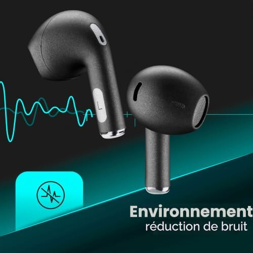 | Crystal | Écouteurs TWS Bluetooth 5.0 sans Fil Intra-Auriculaires avec étui de Charge, Environment Noise Cancelling, Talk Time : 3,5 Heures – Charge : 1,5 Heures – Noir