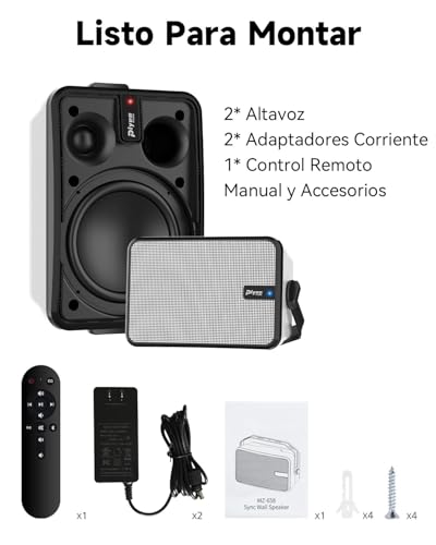 Plyee Audio 600W Bluetooth Speakers for Outdoor, Wireless Sync Between Speakers, Powerful Bass, Wall Mount for Terrace, Porch, Gazebo, Garage, Pack of 2, White (Mz-658)