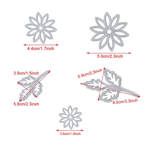 Kabi 9pcs Metal Cutting Dies with Flowers Leaves Pine Trees Crown Lace Stencil Set, Embossing Die Cuts for DIY Scrapbook Album Craft Decorations Card Making (Silver)