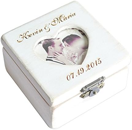 Personalized Wedding Ring Box,Picture Box,Photo Memory Box,Ring Bearer Box, Ring Box