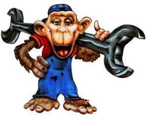 Amazon.com: 15&quot; grease monkey with wrench r MAGNET Vinyl Car Fridge Sticks  to any Metal Surface: Home &amp; Kitchen