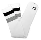 True Religion Men's One Pair Black/ Gray Striped Athletic Sock Size 10-13