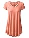 URBANCLEO Womens V-Neck Elong Tunic Top Mini T-Shirt Dress Peach XLarge