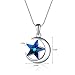 OnairMall Sterling Silver Moon Star Necklace Blue Crystal Pendant Necklace as Best Gift for Girls Jewelry Gifts 18 Inch Chain