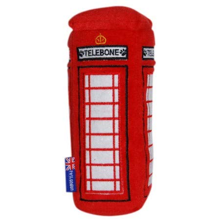 PetLondon British Red Telephone Box Plush Dog and Puppy Toy 6" With Squeaker, Cute Fun London Landmark Telebone UK Dog Interactive Toy