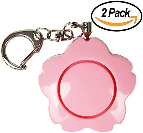 Enyee 2 Pack Personal Alarm 120dB Siren SOS Device Self Defense Emergency Safety Alarm Sakura Shape Security Keychain for Attack Rape/Jogger/Kids/Elderly/Women/Pupil, Charm for Bag Decoration (Pink)