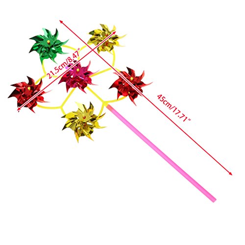 Seaskyer Colorful 6 Wheels Sequins Windmill Spinner Home Yard Garden Decor Kids Toy Gift