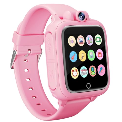 Diswoe Smart Watch for Children, Smartwatch Girl 3 4 5 6 7 8 9 10 11 12 Years, Gift Girl with 14 Games, 90° Rotating Camera, Alarm Clock and HD Touch Screen, Gifts for Boys and Girls