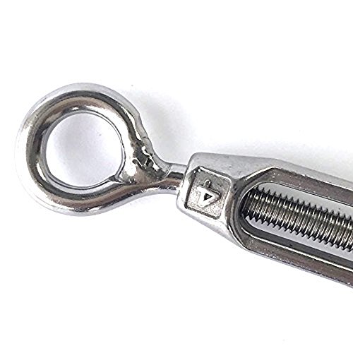 Imagine 5Pcs M4 Stainless Steel 304 Hook & Eye Turnbuckle Wire Rope Tensioner (M4 Eye & Hook)