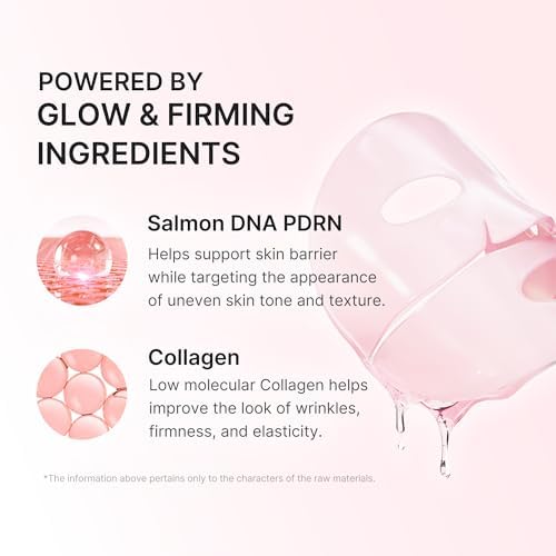 Pdrn Pink Collagen Gel Mask - Maschera Hydrogel per Glass Skin Coreana con Collagene, Pelle Radiosa, Idratata e Tonica, Skincare Coreana, 28g x 4 pezzi