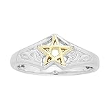 Sterling Silver Celtic Knot Golden Pentagram Ring
