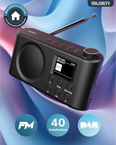 MAJORITY Orwell Pro Portable Dab/Dab+ Radio with Bluetooth, FM, 40 Presets, 15H Battery Life, USB-C Rechargeable Battery, Sleep Timer, Equalizer, Portable Dab Radio