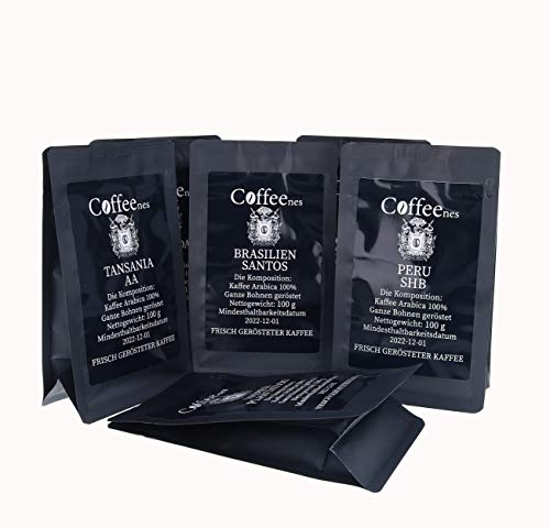 Coffeenes Arabica Bohnenkaffee Ganze Bohnen 6 x 100 g - Kaffeebohnen Coffee Beans - Kaffebohnen 6 Unterschiedliche… – Bild 4