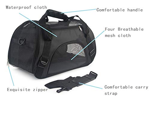 TIYOLAT Pet Carrier Bag, Airline Approved Duffle Bags, Pet Travel Portable Bag Home for Little Dogs, Cats and Puppies, Small Animals 40 x 20x 30cm (Black)