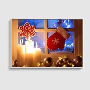 Framed Canvas Home Artwork Decoration Merry Christmas Canvas Wall Art for Living Room, Bedroom - 16x24 inches