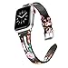 Secbolt Leather Bands Compatible with Apple Watch Band 42mm 44mm iwatch Series 6 5 4 3 2 1 SE, Slim Strap with Breathable Hole Replacement Wristband Women, Black/Red Floral