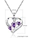 Sterling Silver Heart Necklace for Women Love Engraved Purple Cubic Zircon CZ Pendant Simulated Diamond Unique Valentine's Day Gifts For Her Anniversary Gifts for Her Gifts For Wife Girlfriend Girls