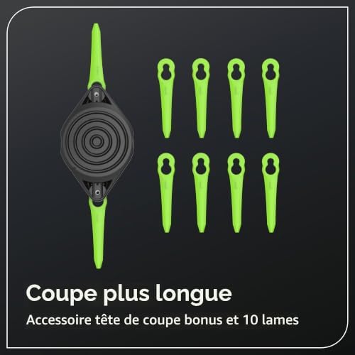24V Tondeuse à Gazon sans Balai Gen2 2-en-1 pour Jardins Petits à Moyens, Largeur de Coupe de 30 cm, inclut 10 Lames en Plastique sans Batterie et Chargeur, Vert ST3002