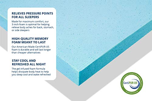 ViscoSoft 2 Inch Gel Memory Foam Full Mattress Topper â€“ Amazing Cloud-Like Comfort and Robust Support for Side, Back, Stomach Sleepers â€“ Gel Infused for Temperature Regulation â€“ Made in USA