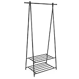 Songmics Perchero de hierro Colgador para ropa Zapatero con 2 estantes 87,5 x 41 x 155 cm Negro HSR05B