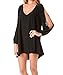 FACE N FACE Women's V-neck Loose Irregular Hem Summer Chiffon Short Casual Dress Black Large