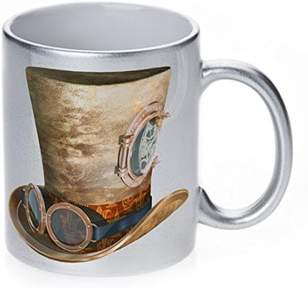Steampunk Top Hat 11 oz. Silver Sparkle Coffee Cup Mug