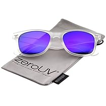 zeroUV - Matte Frosted Frame Reflective Colored Mirror Lens Horn Rimmed Sunglasses 54mm (Frost / Purple Mirror)
